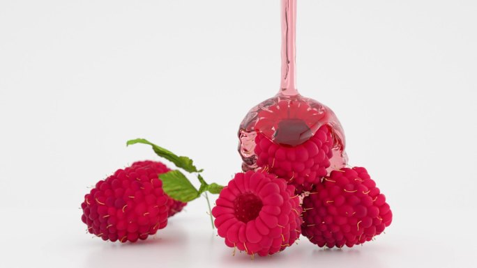 树莓果酱红色液体水果蔬菜诱人果汁糖果美味