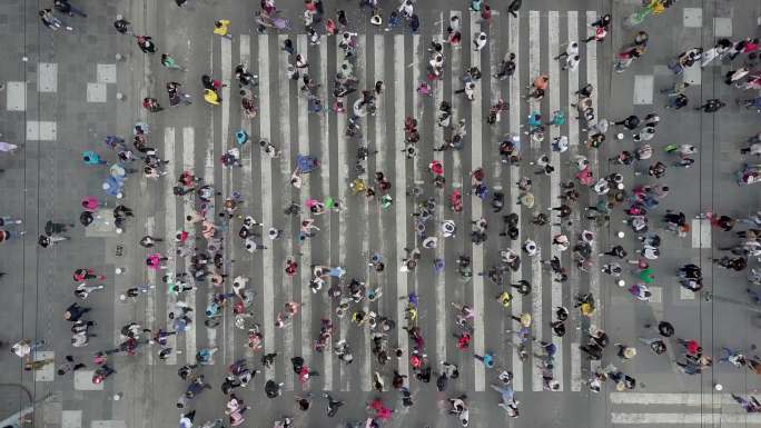 墨西哥城一个十字路口的鸟瞰图