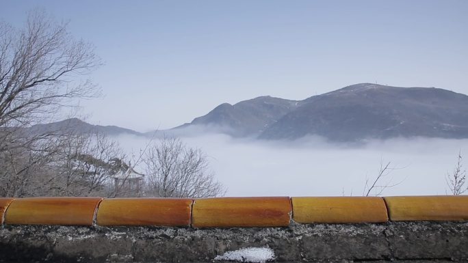 妙峰山寺院空镜云海高清