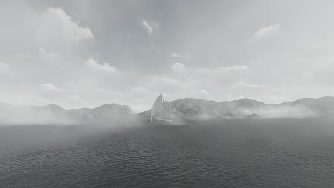 海面雾气意境船