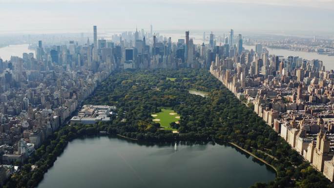 公园鸟瞰图美国中央公园城市绿肺纽约