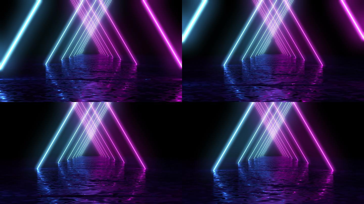 发光的霓虹灯隧道抽象无缝背景荧光紫外线