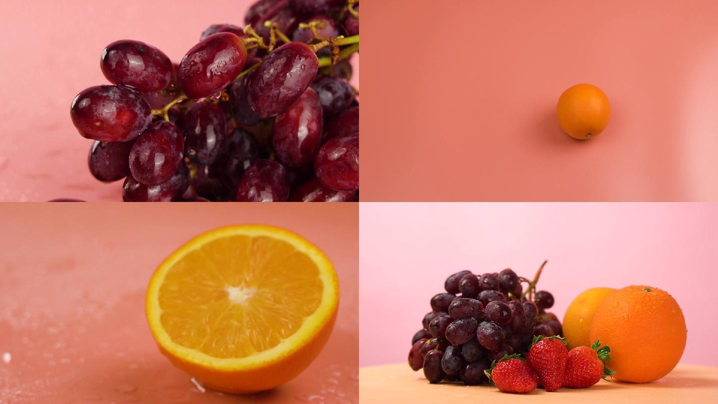 草莓葡萄橙水果展示电商产品原料