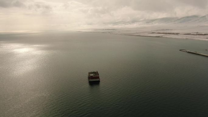 大自然青海湖鱼类基地航拍原始高清视频素材