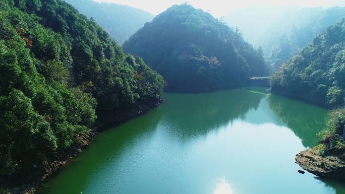 航拍富春江风光-水库