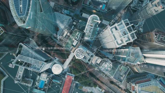 鸟瞰现代城市移动通讯国际化大都市