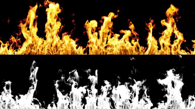 火灾黑色背景循环火焰三维动画