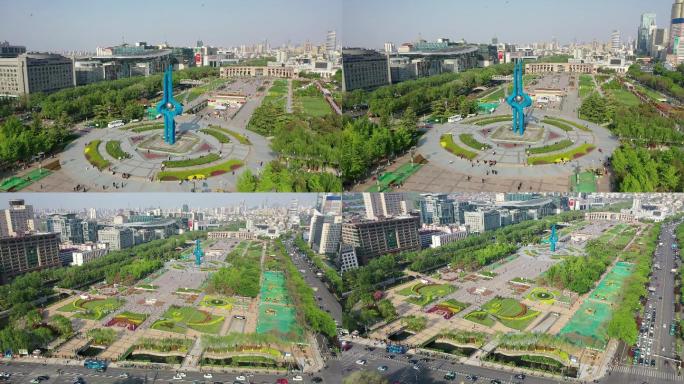 航拍济南泉城广场_2160p