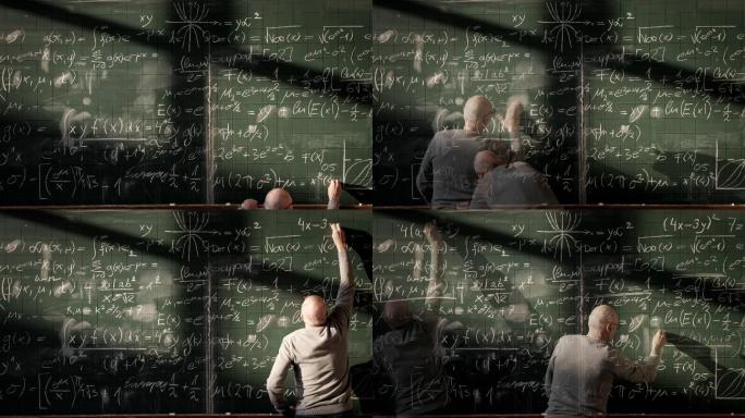 教授在黑板上写字教育大学讲师