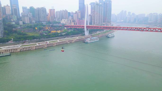 4K航拍重庆长江索道观光车