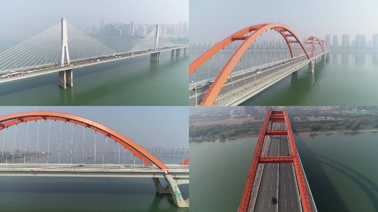 航拍摄影长沙大桥桥梁测绘视频素材