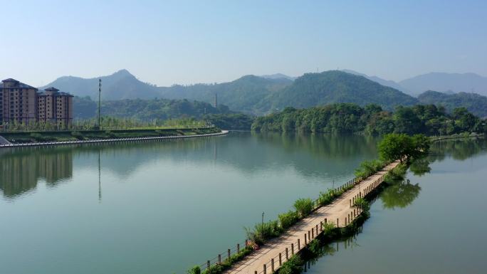 丽水市好溪上航拍飞向夏河塔