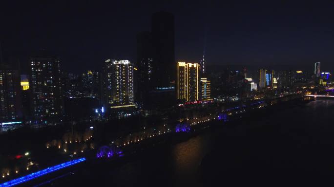 甘肃兰州夜景水车园音乐厅黄河