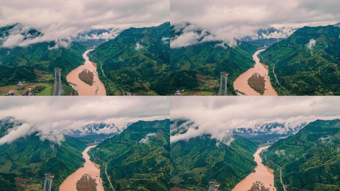 4K航拍暴雨后的山区