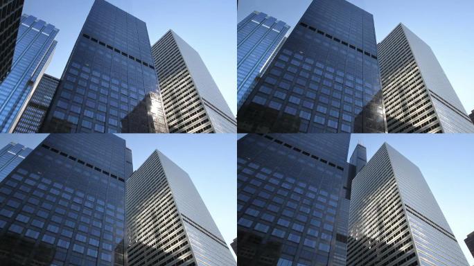 高耸的摩天大楼跟踪拍摄办公楼外观