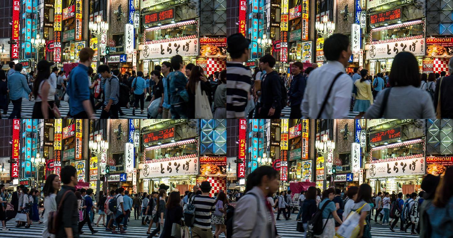 过马路的人歌舞伎町照明设备街道