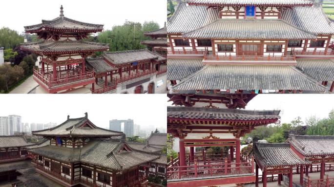 中国寺庙古建筑航拍实拍视频素材