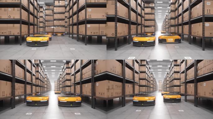 自动化仓库中自动移动货架的机器人