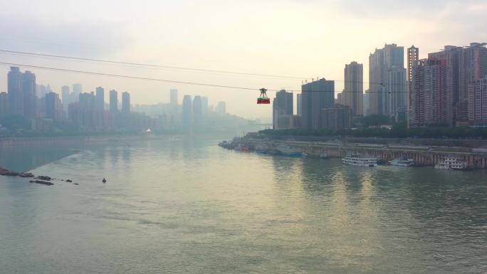 航拍重庆渝中半岛滨海城市