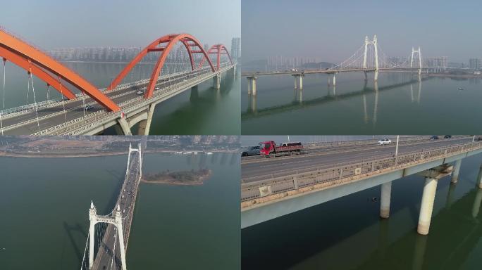 航拍摄影长沙大桥桥梁测绘视频素材