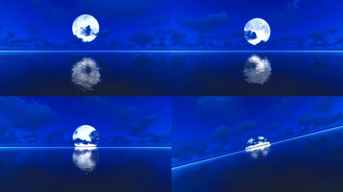 中秋节夜晚海上升明月动画