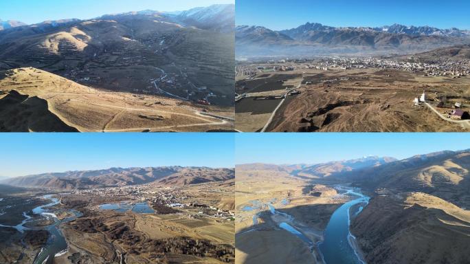 4k甘孜县全貌格萨尔王城全貌航拍