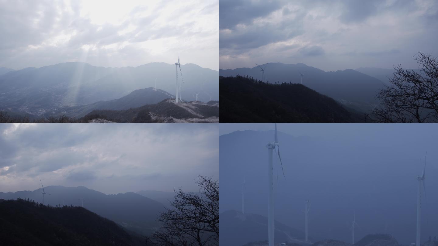湘鄂边界高山上的风力发电机