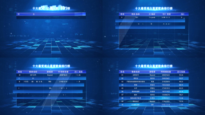 蓝色科技数据图表表格排行榜