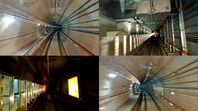 地铁时空隧道穿梭地铁第一视角地铁隧道素材
