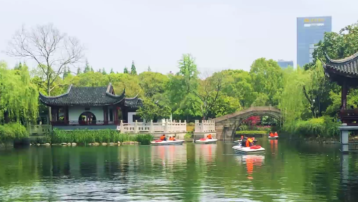 上海古园游船4K实拍古色古香