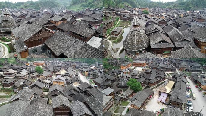 贵州黔东南州黎平县黄岗侗寨低空全景航拍