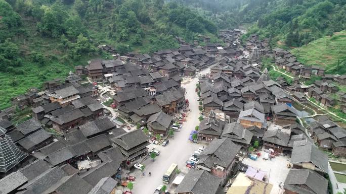 贵州黔东南州黎平县黄岗侗寨中空全景航拍