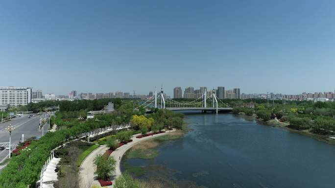 京杭大运河湖南路大桥航拍4k