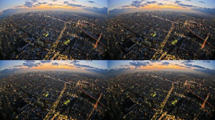 城市景观日转夜延时航拍空镜头发展建设规划