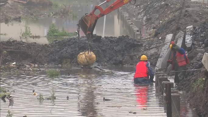 上海浦东河道拆违与整治素材