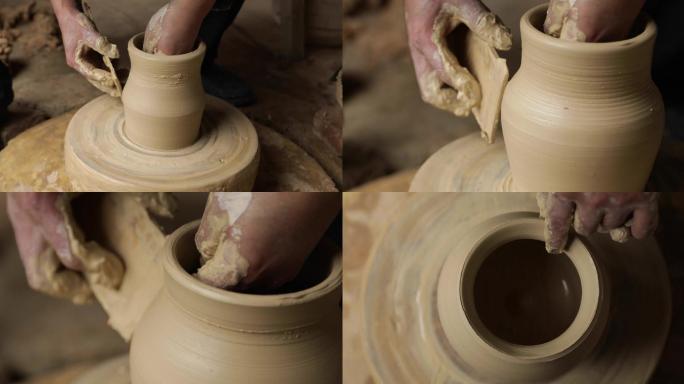 纯手工陶器制作过程