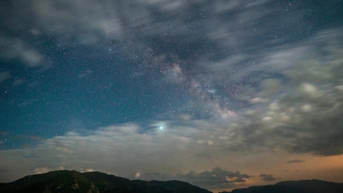 银河星空天空云彩夜景延时摄影