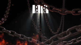 4k监狱牢房审讯铁链窗户光影