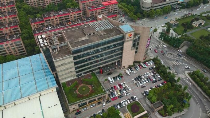 4K湖南人民广播电台大楼航拍空镜