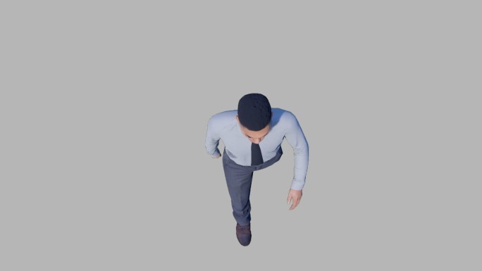3D正面俯视商务男士走路