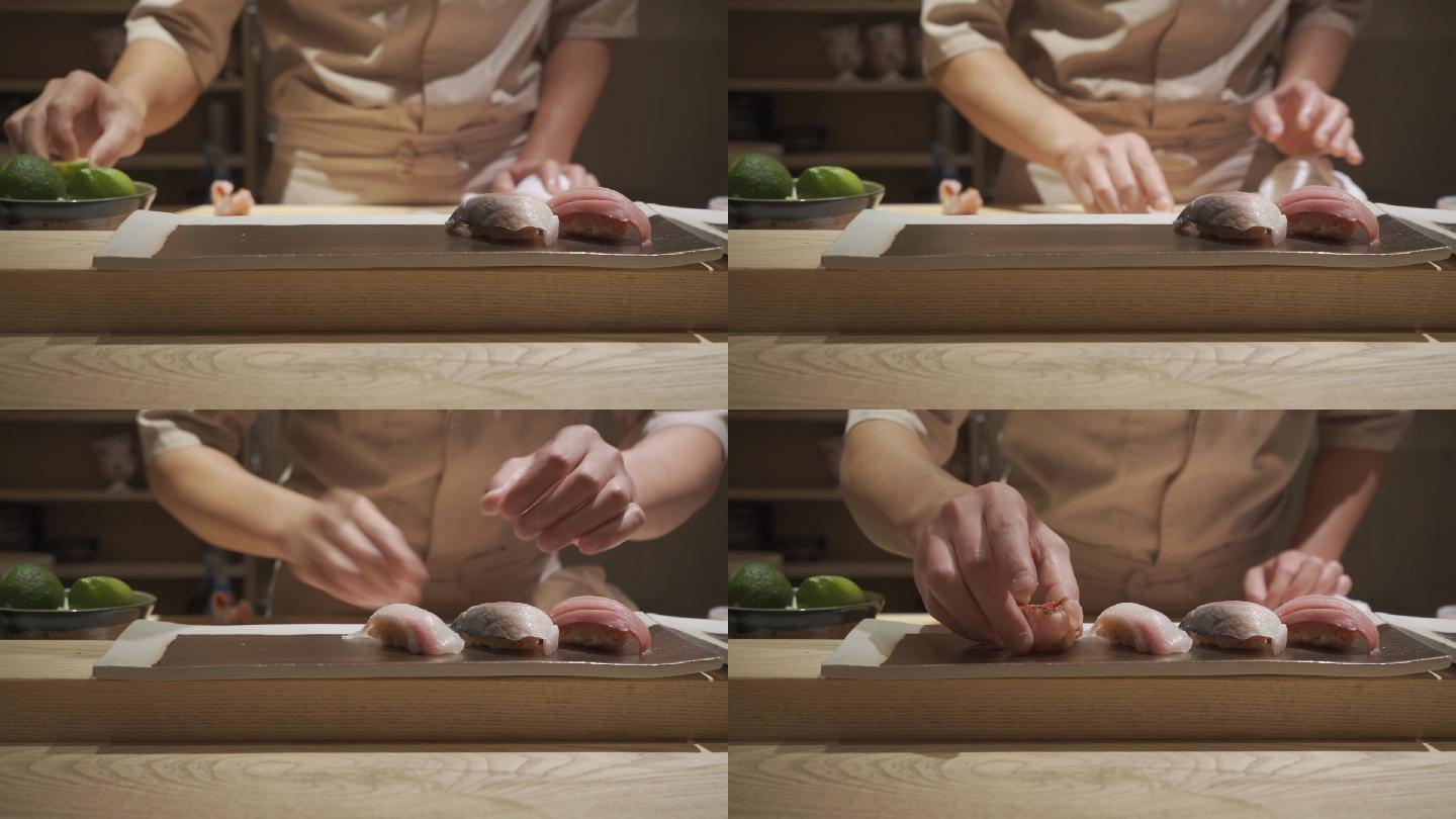 日式日料日本料理日餐馆厨师制作鱼生寿司c