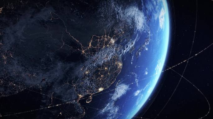 4K原创震撼大气星空地球开场地球辐射