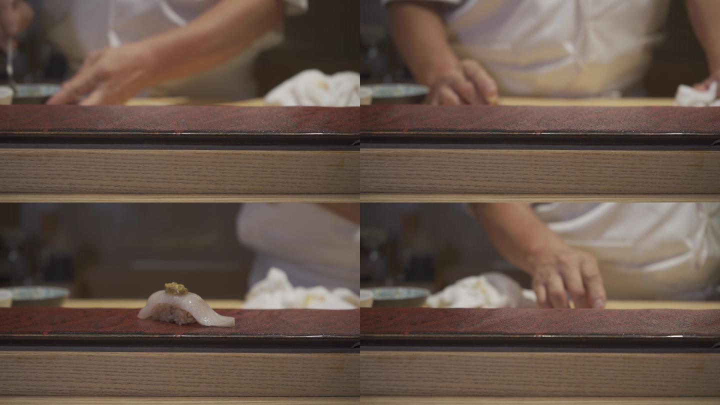 日式日料日本料理日餐馆厨师制作鱼生寿司1