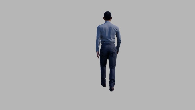 3D背面商务男士走路