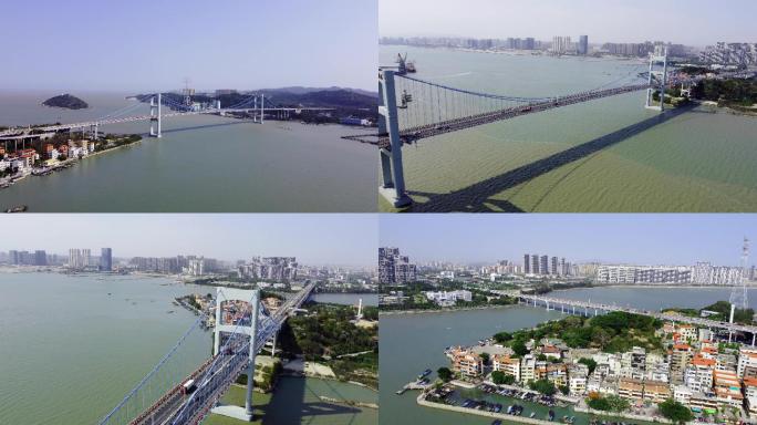 汕头城市海湾大桥东海岸内海湾航拍4K