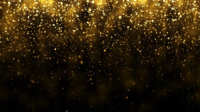 金色粒子下落背景特效动画合成元素光效