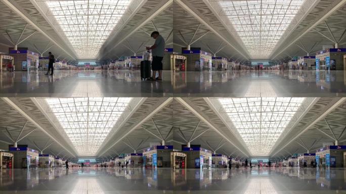 河南郑州东站候车厅延时摄影