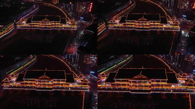 岳西县廊桥航拍夜景