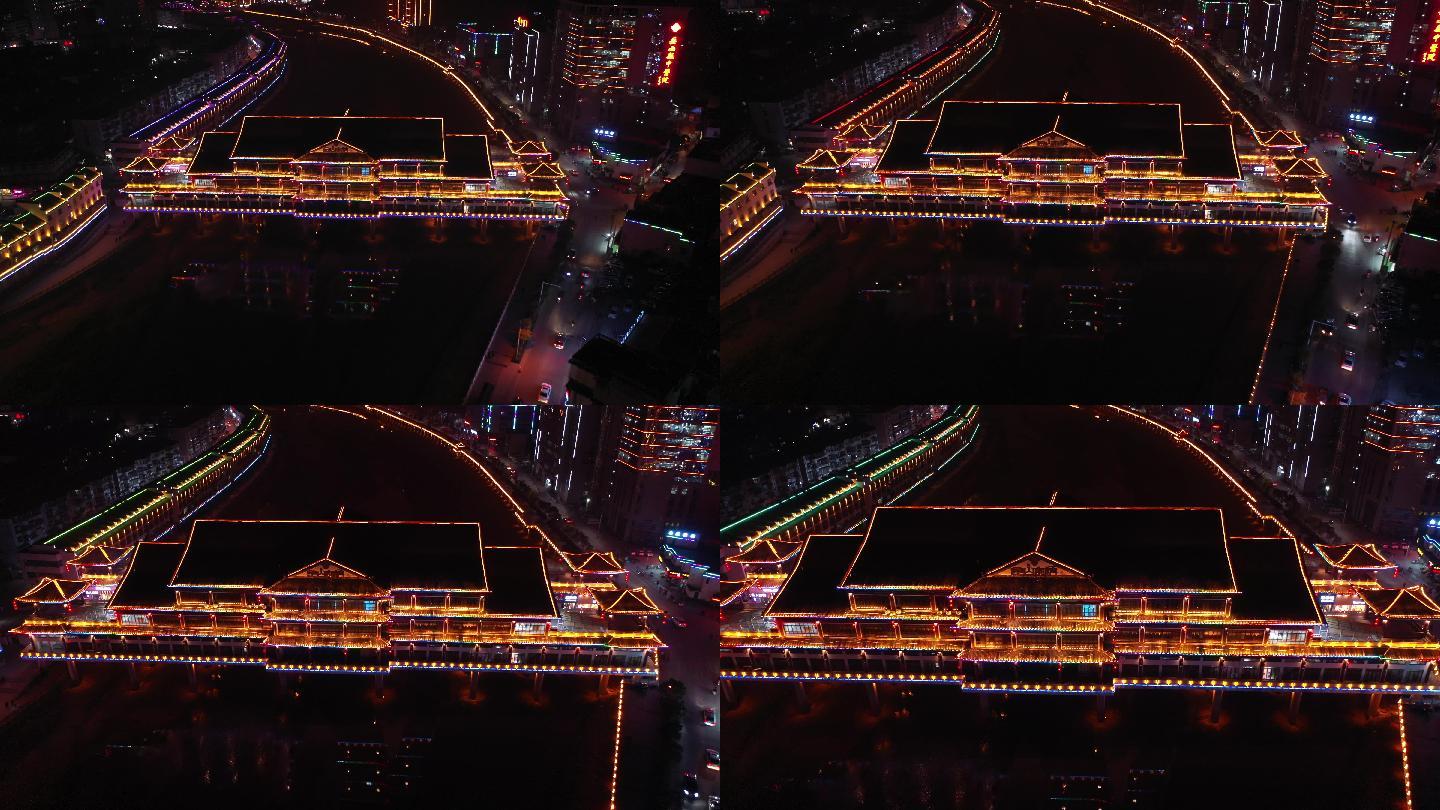 岳西县廊桥航拍夜景