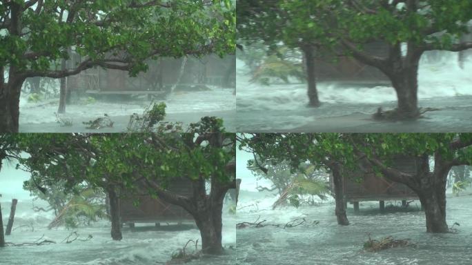 风暴潮特写发大水汛期洪水涨水洪灾抗洪抢险